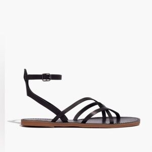 Madewell The Boardwalk Skinny Strap Sandal Black size 9